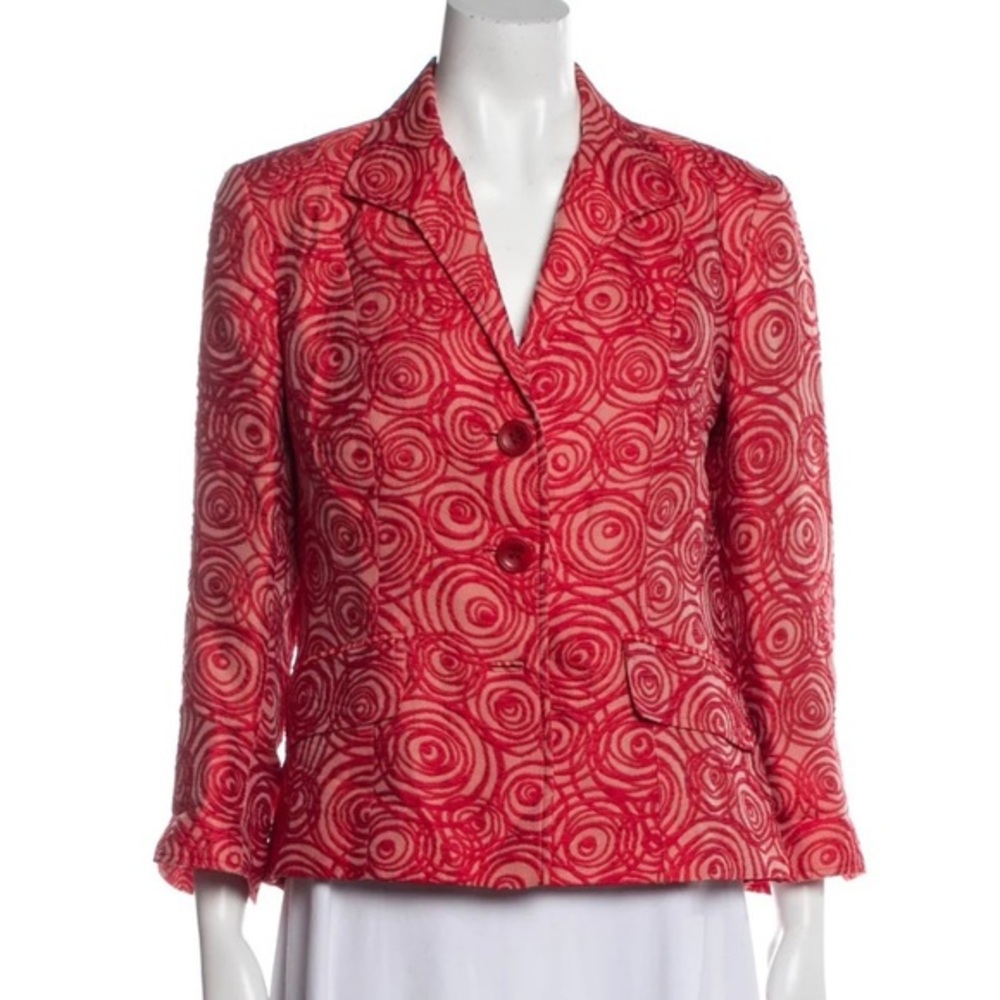 Lafayette 148 New York Red Swirl Blazer Size 2‎